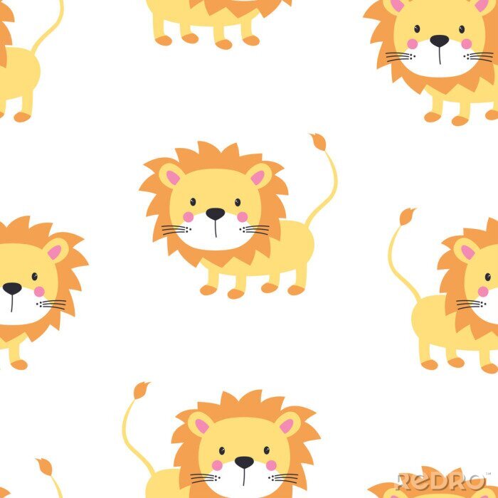 Sticker Leuke leeuwen op een witte achtergrond
