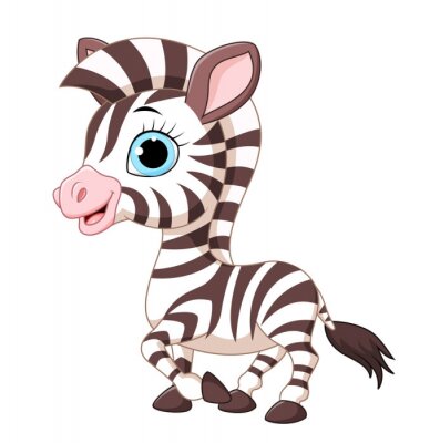 Sticker Leuke zebra poseren geïsoleerd op een witte achtergrond