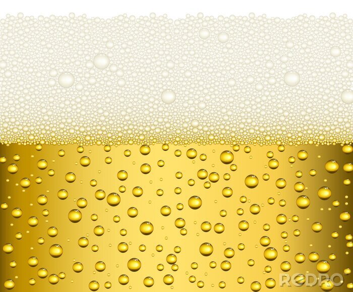 Sticker Licht bier met grote witte schuim achtergrond illustratie