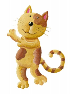 Sticker Lichtbruine kat in flarden sprookjesachtige illustratie