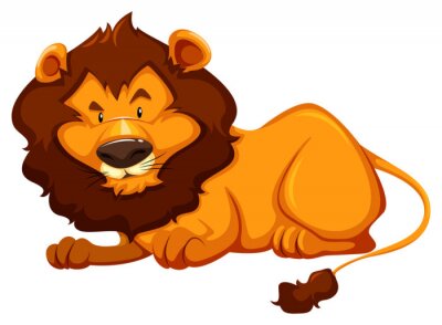 Sticker Liggende leeuw met een afbeelding van een lange staart