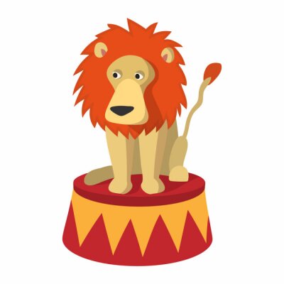 Sticker Lion circus leeuw op een kleurrijk platform