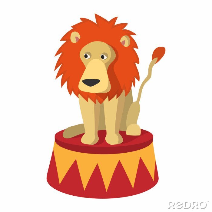 Sticker Lion circus leeuw op een kleurrijk platform