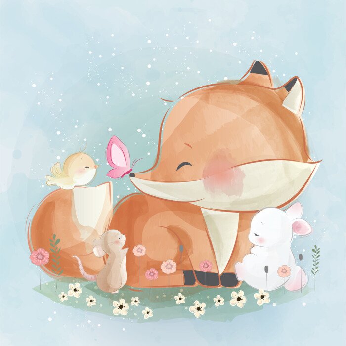 Sticker Little Fox and His Friends