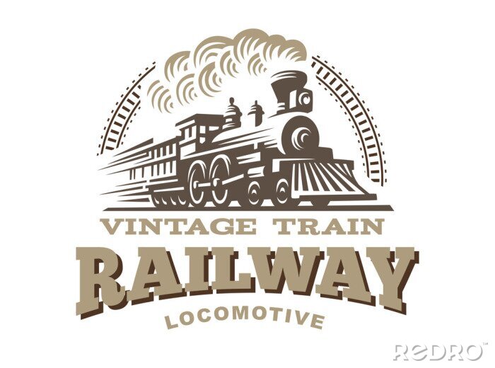 Sticker Locomotief logo illustratie, vintage stijl embleem