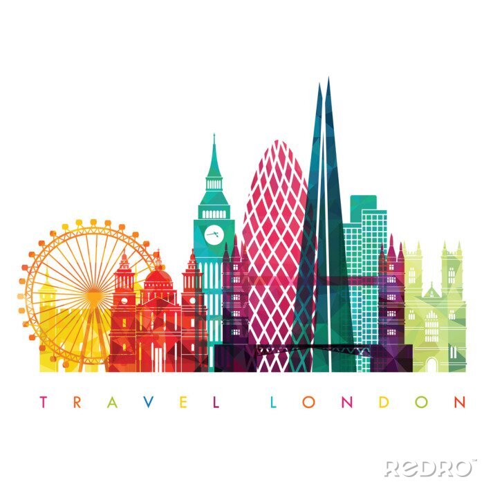Sticker Londen skyline. Vector illustratie