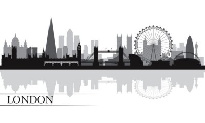 Sticker London city skyline silhouet achtergrond