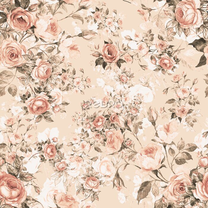 Sticker Lovely seamless floral pattern delicate roses