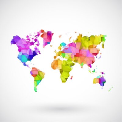 Sticker Low poly kaart aarde