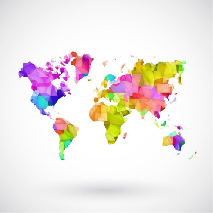Sticker Low poly kaart aarde