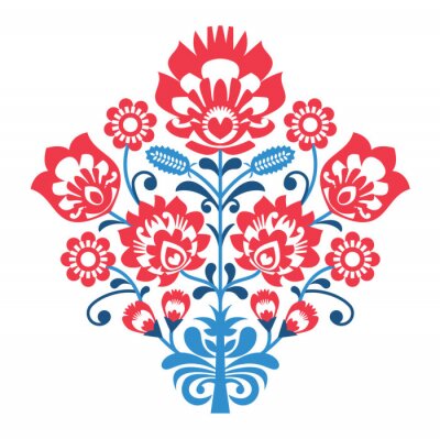 Poster Łowicz-ornament met bloemen