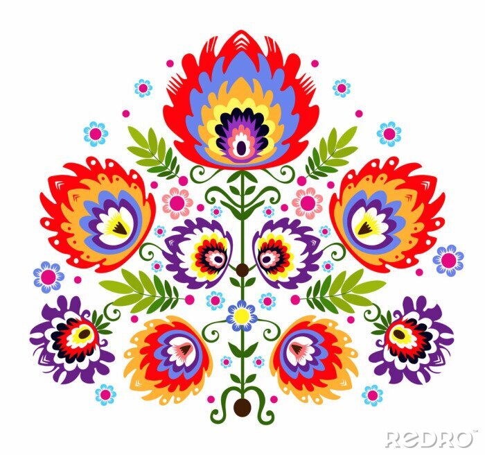 Sticker ludowy WZOR - kwiaty