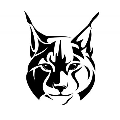 Sticker Lynx hoofd zwart-wit minimalistische afbeeldingen