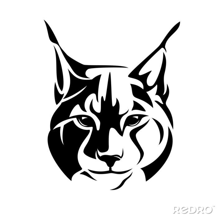 Sticker Lynx hoofd zwart-wit minimalistische afbeeldingen