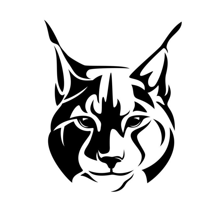 Sticker Lynx hoofd zwart-wit minimalistische afbeeldingen