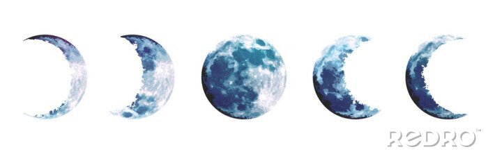 Sticker Magic blue moon phases vector design set