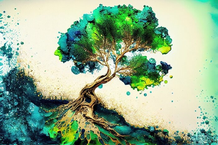 Sticker Magische gouden boom