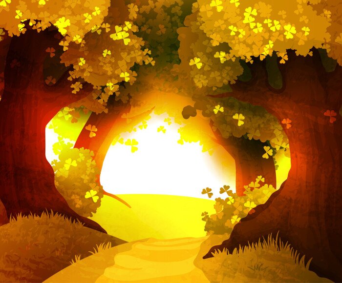 Sticker Magische zonsondergang in het bos