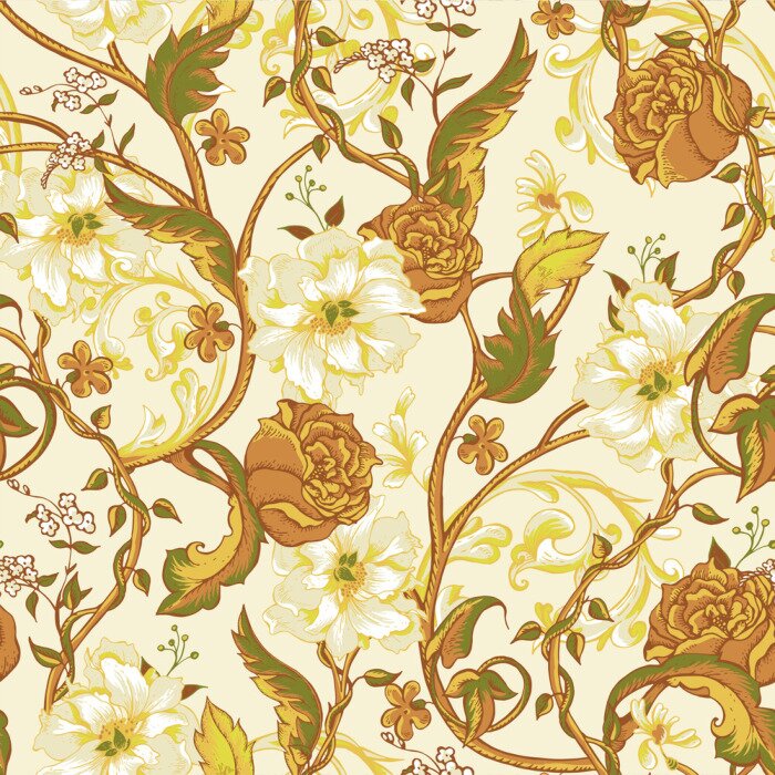 Sticker Magnolia op een retro ornament