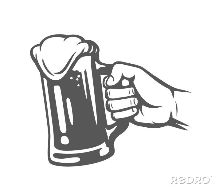 Sticker male hand holding beer glass.