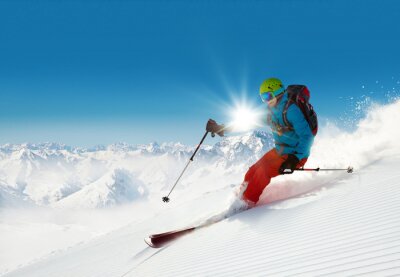 Sticker Man freerideer loopt bergaf