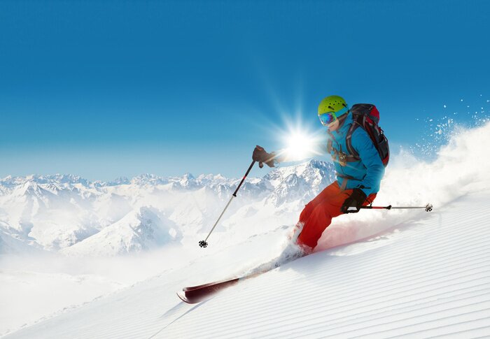 Sticker Man freerideer loopt bergaf