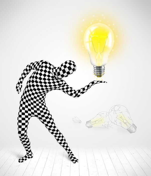 Sticker Man in het hele lichaam met gloeiende gloeilamp