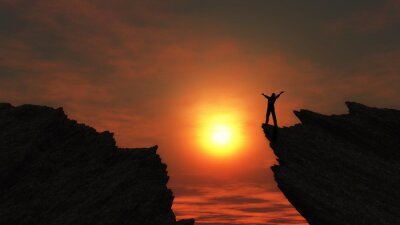 Sticker Man op de top van een berg