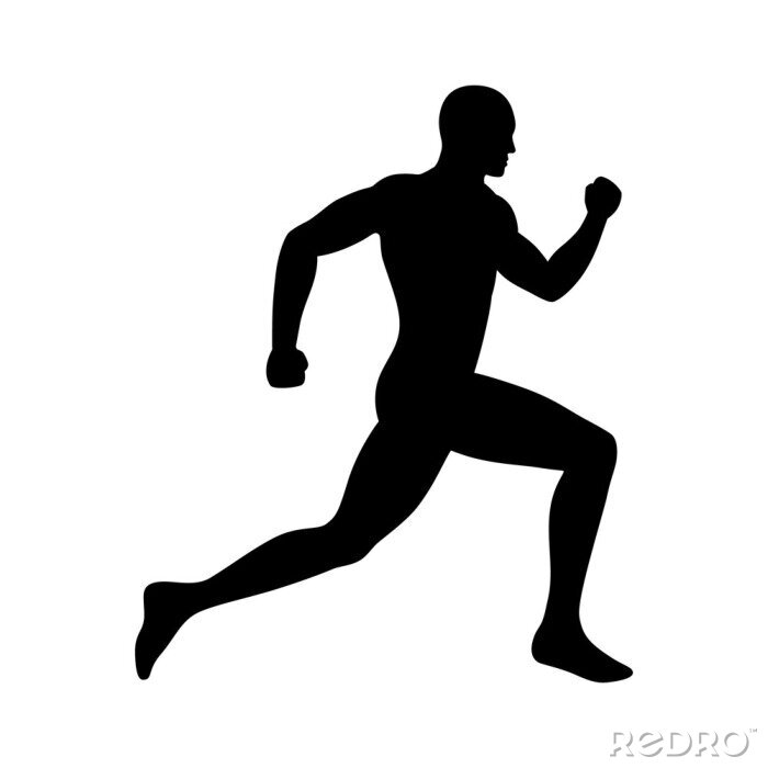 Sticker Man running / sprinten silhouet flat icon voor apps en websites oefening