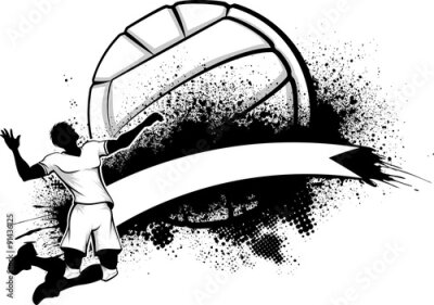 Sticker Man Volleybal Grungebanner