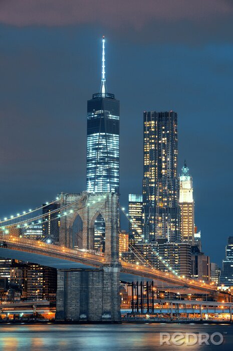 Sticker Manhattan bij nacht