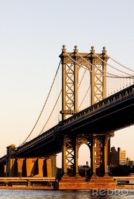 Sticker Manhattan Bridge en zonsondergang