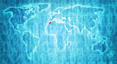 Sticker Marokko grondgebied op kaart van de wereld