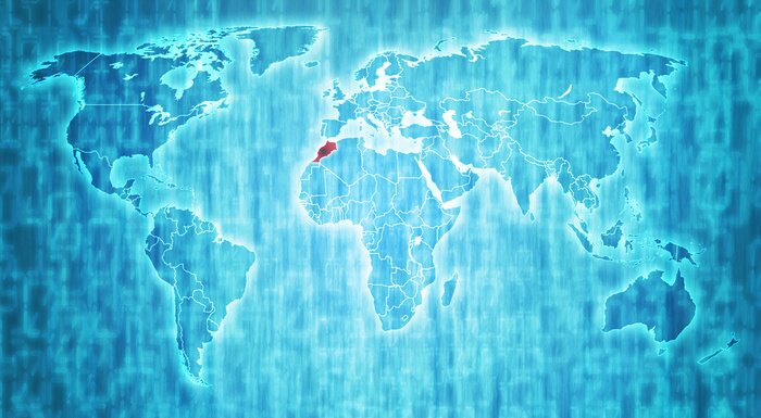 Sticker Marokko grondgebied op kaart van de wereld