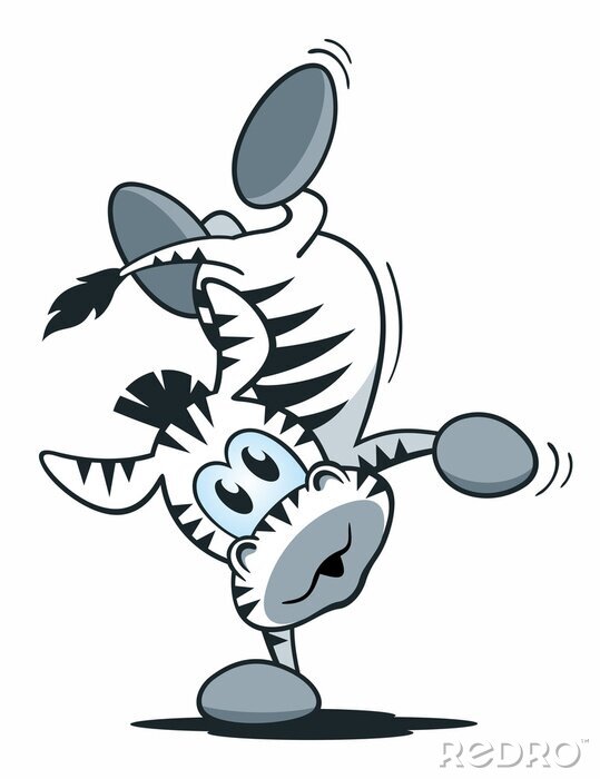 Sticker Mascotte Zebra handstand