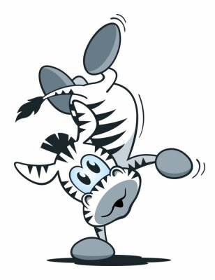 Sticker Mascotte Zebra handstand