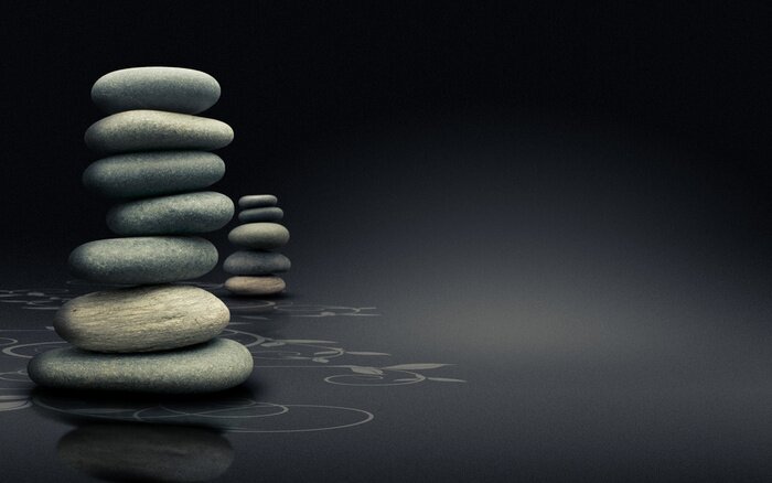 Sticker Meditation et ontspanning - ontwerp naturel moderne - fond noir