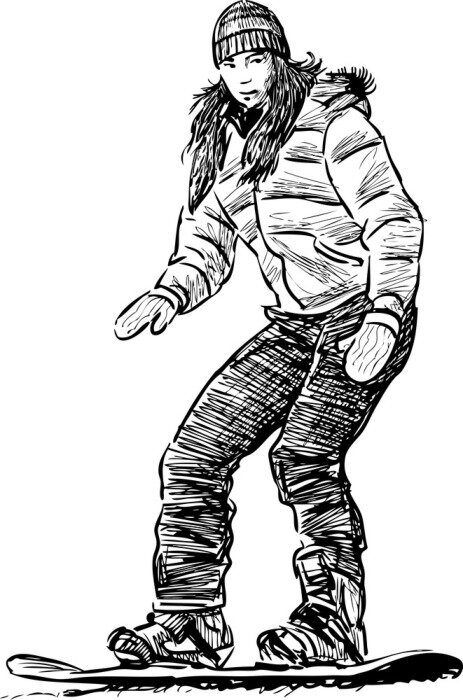 Sticker Meisje op een snowboard