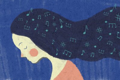 Sticker meisjesmuziek in haar haar