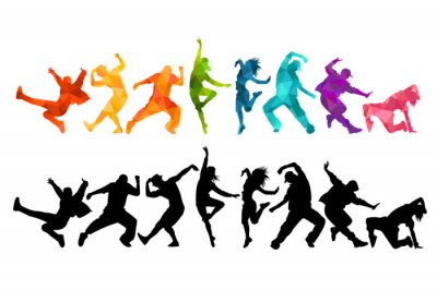 Menselijke silhouetten in dans