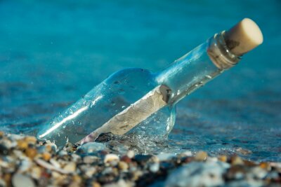 Sticker Messaggio in bottiglia, comunicazione, merrie, Messaggio, bottiglia, sos