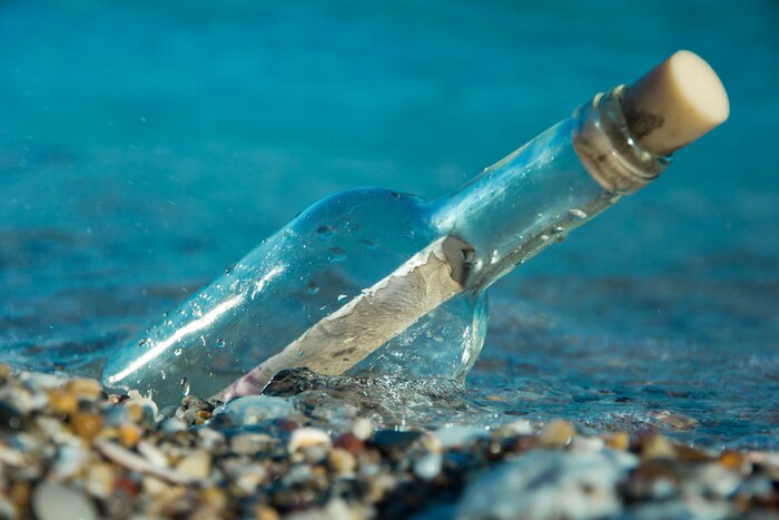 Sticker Messaggio in bottiglia, comunicazione, merrie, Messaggio, bottiglia, sos