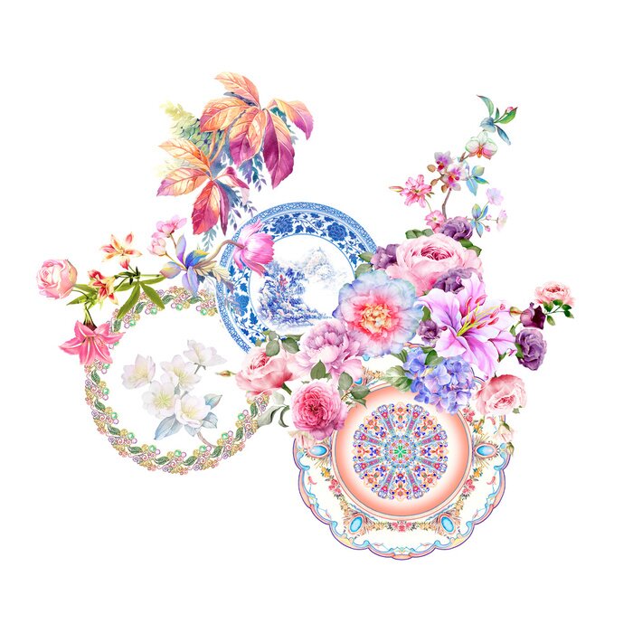 Sticker Met de hand gedecoreerde borden