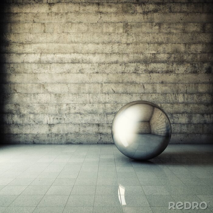 Sticker Metalen bal bij een muur