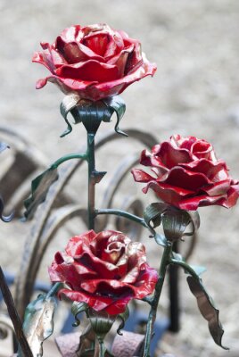 Sticker Metalen rode rozen