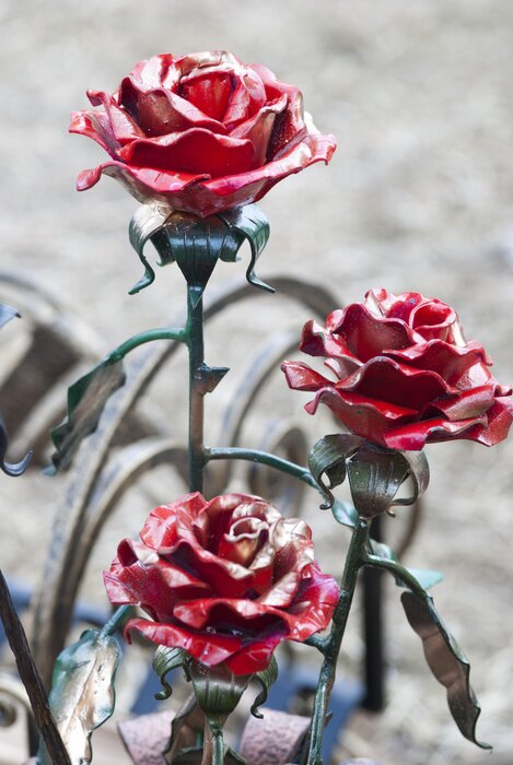 Sticker Metalen rode rozen