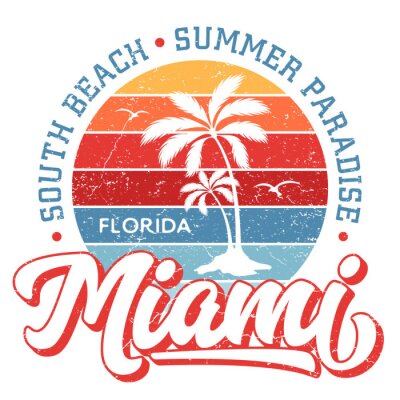 Sticker Miami Florida / South Beach - Tee Design For Printing