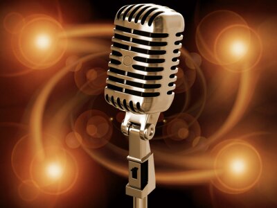 Microfoon op de achtergrond met muziek