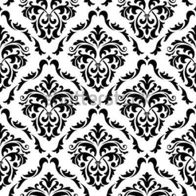 Sticker Middeleeuwse bloemen naadloos in damaststijl voor ontwerp. JPEG-versie ook beschikbaar in galerij