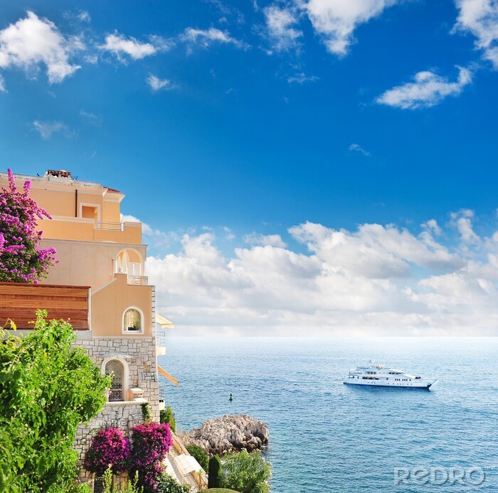 Sticker Middellandse Zeekust. Mooi landschap in Nice